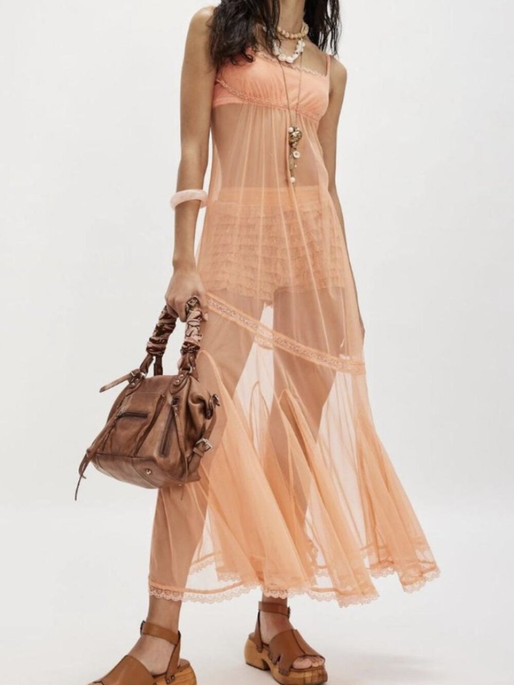 ✰ Intimately Free People Peachy Orange Sheer Maxi Dress ✰